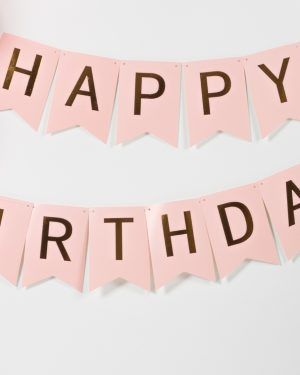 Banner Rosa "Happy Birthday"