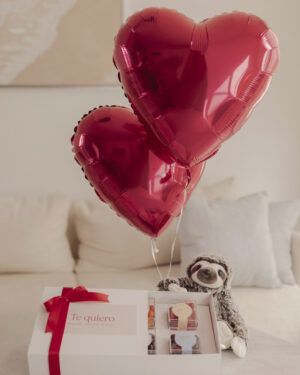 Peluche con dulces y corazones