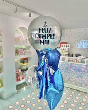 Globo Tonos Plata y Azul