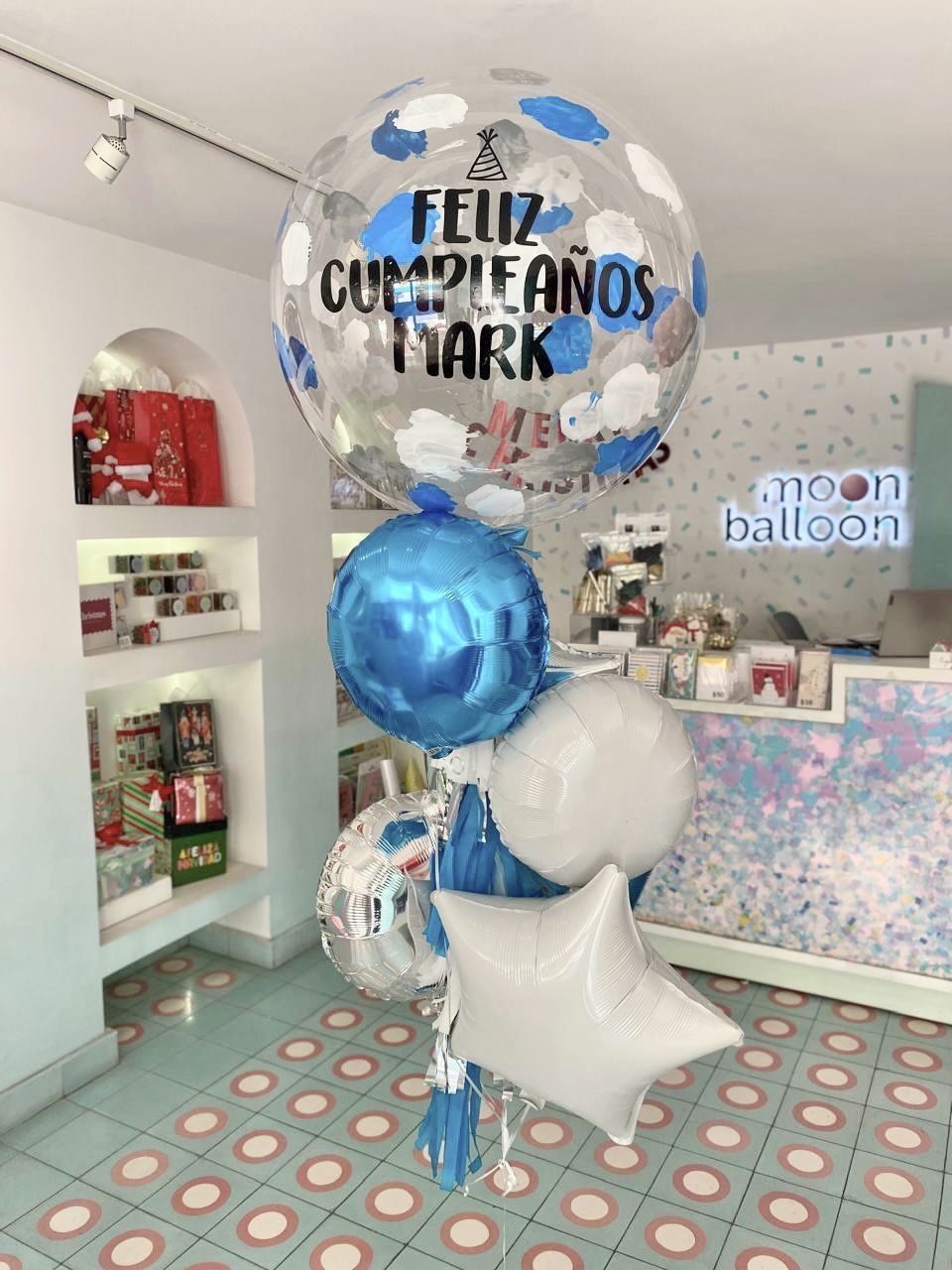 Globo burbuja pintura manchas azul