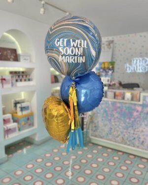 Globo Azul y Dorado Marmoleado